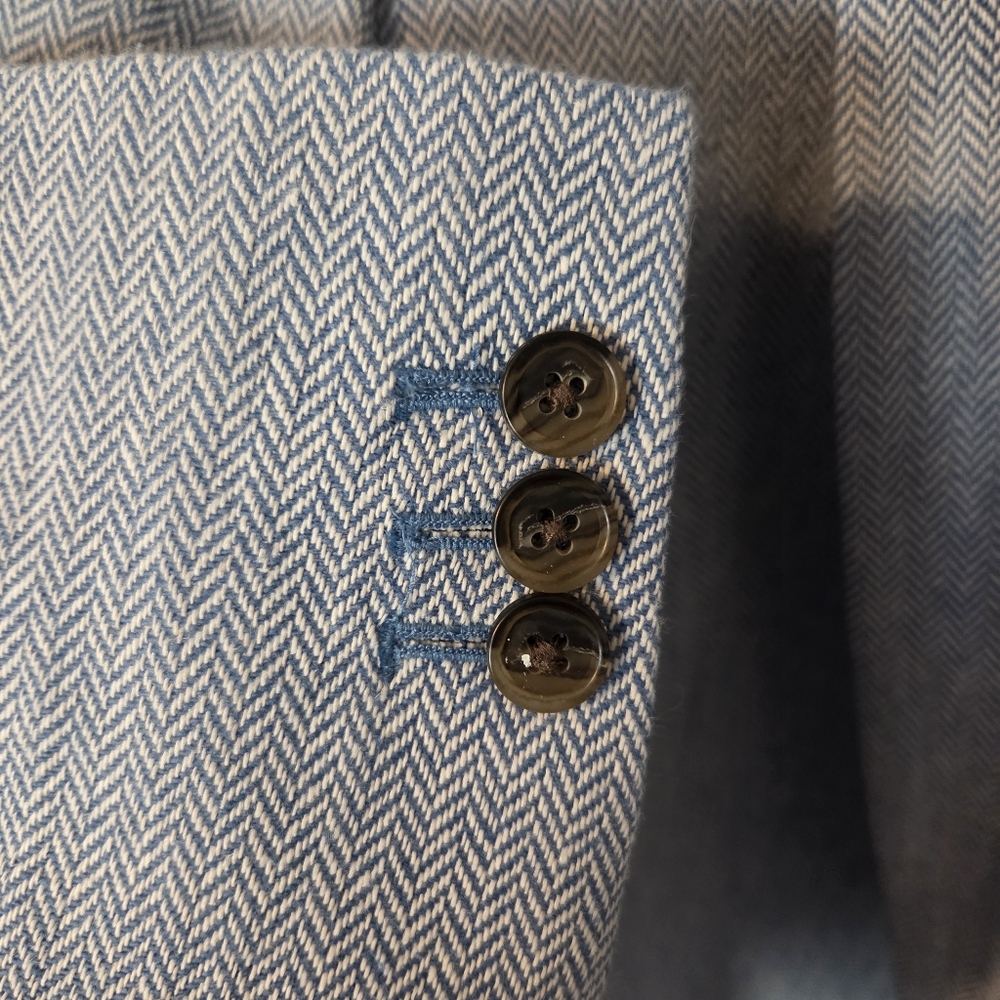 J. Crew Womens Re-Imagined Blue Herringbone Preppy Linen-Cotton Blazer Sz 16 - Picture 5 of 11